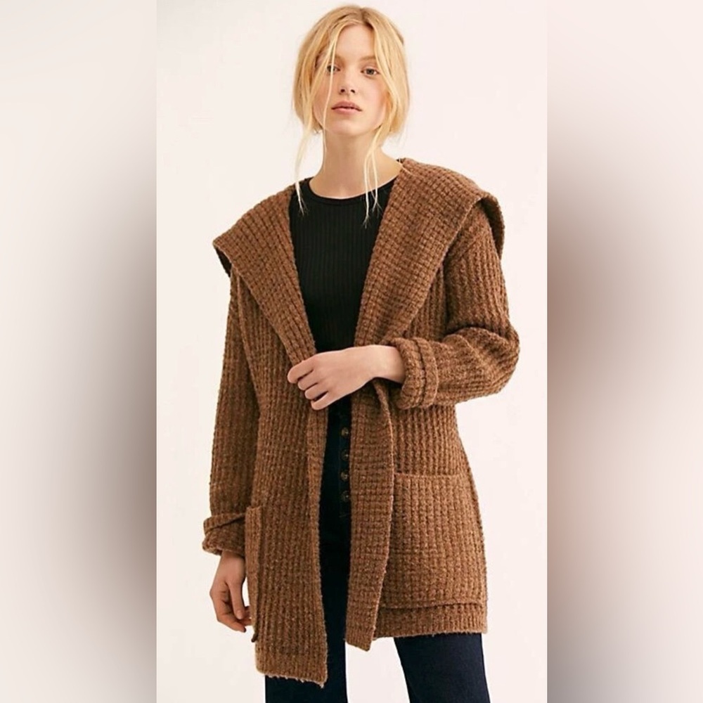 Free People Taffi Sweater Cardigan in Warm Brown
NWOT